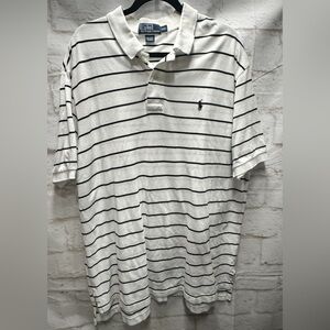 Polo by Ralph Lauren Vtg. Polo shirt white blue‎ stripe size XXL